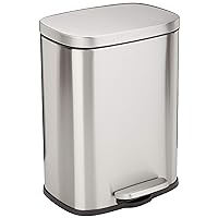 Soft Closure SONGMICS Rubbish Bin Office with Plastic Inner Bucket and Lid Living Room Fingerprint Proof 30L Pedal Trash Can for Kitchen Silver LTB004E01 