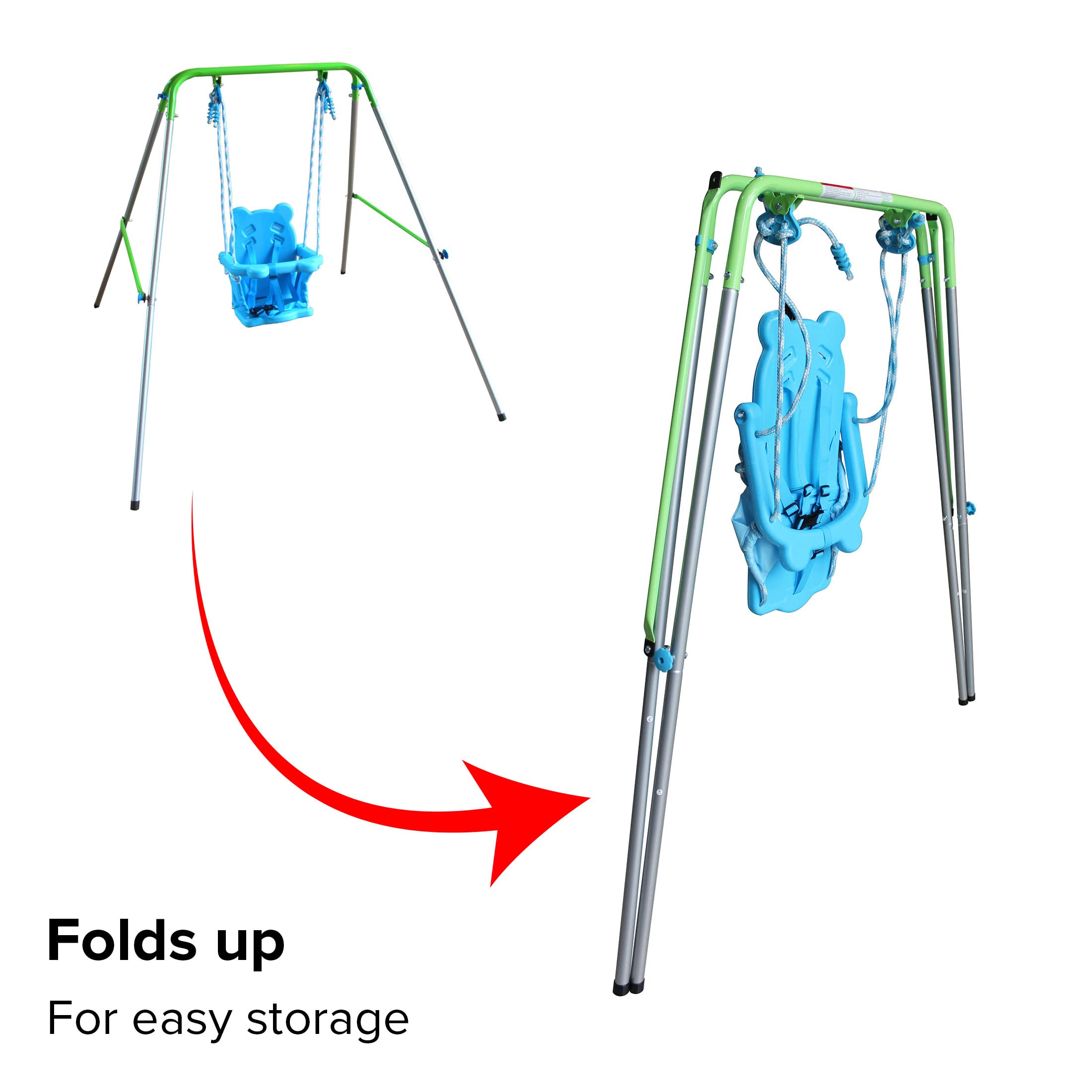 Sportspower My First Toddler Swing - Heavy-Duty Baby Indoor/Outdoor Swing Set with Safety Harness Blue