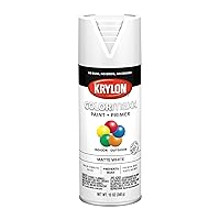 Krylon K05591007COLORmaxx Spray Paint and Primer for Indoor/Outdoor Use, Matte White, 12 Ounce (Pack of 1)