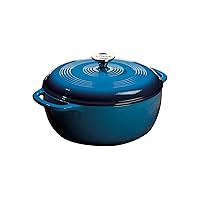 6 Quart Enameled Cast Iron Dutch Oven with Lid – Dual Handles – Oven Safe up to 500° F or on Stovetop - Use to Marinate, Cook, Bake, Refrigerate and Serve – Blue