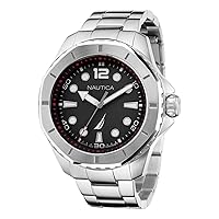 Nautica Men's KOH May Bay Stainless Steel Bracelet and Black Silicone Strap Watch (Model: NAPKMF205)