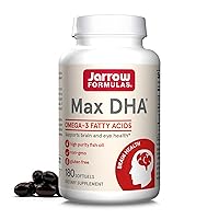 Jarrow Formulas MaxDHA - 180 Softgels - High Purity Fish Oil - Supplement Supports Brain & Eye Health - Concentrated in Omega-3 Fatty Acids & Enriched in DHA - 90 Servings