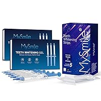 MySmile Teeth Whitening Gel 6 Pack Pen and 10 Non-Sensitive Formulated 5X Plus Advanced Teeth Whitening Strips Refill Pack for Tooth Whitening, Removes Years of Stains, Fast Results