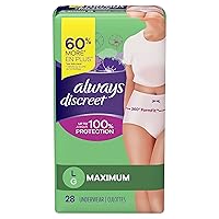 Always Discreet, Incontinence & Postpartum Underwear for Women, Maximum, Large, 28 Count