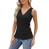 Tops for Women Casual Cap Sleeve Lace Trim V Neck Tops 2023 Summer Loose Tee Shirts Blouse Tank Top for Women Trendy