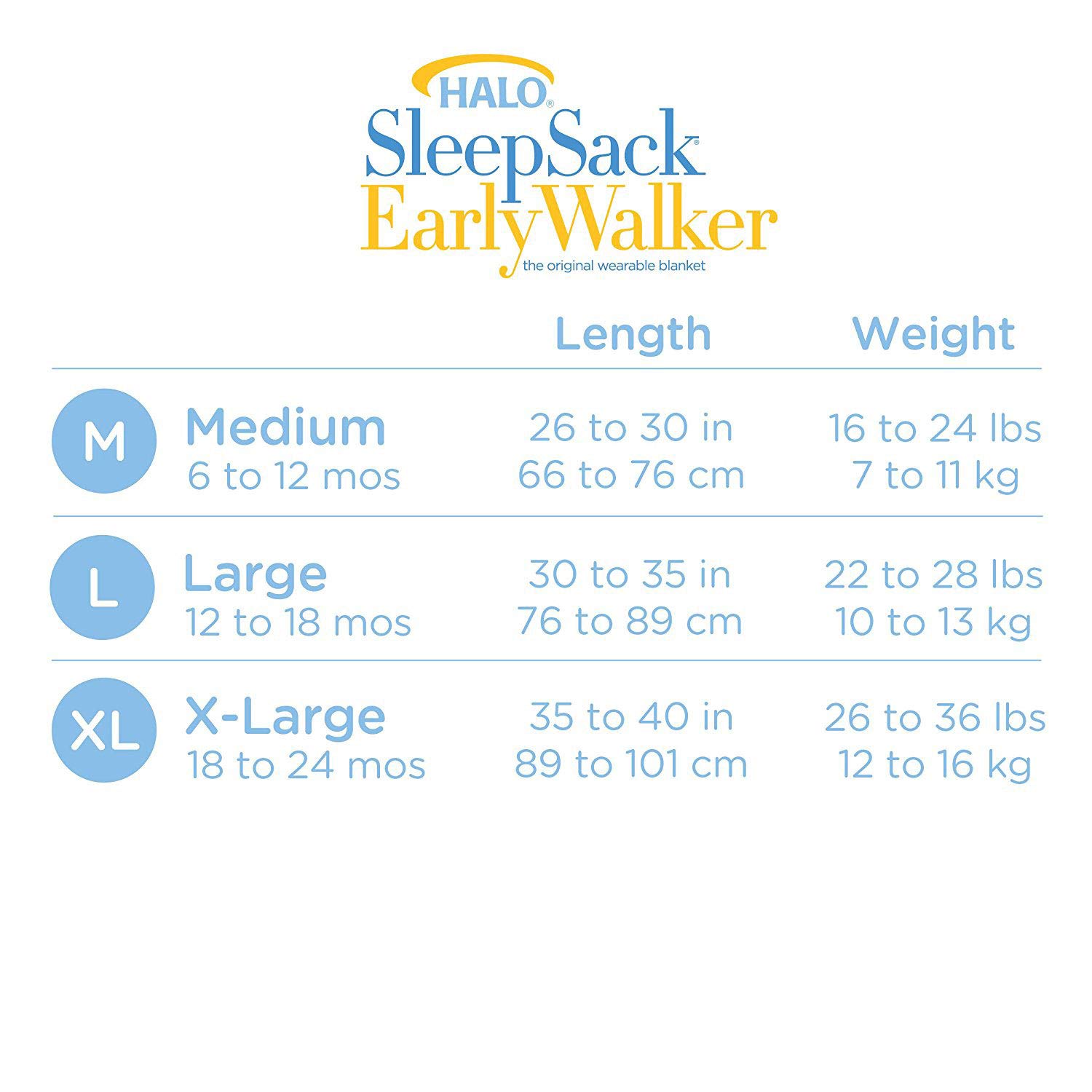 HALO Early Walker Sleepsack Lightweight Knit Wearable Blanket, TOG 0.5, Blue, X-Large