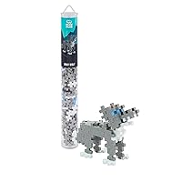 Plus Plus - Mini Maker Tube - Gray Wolf - 70 Piece, Construction Building Stem Toy, Interlocking Mini Puzzle Blocks for Kids