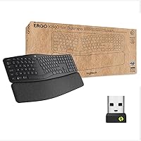 Logitech ERGO K860 Split Wireless Keyboard for Business - Ergonomic Design, AZERTY French Layout - Grey