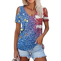 Sexy Clod Sholuder Tops for Women 2024 Summer Short Sleeve T Shirts Y2K Going Out Blouses Ladies Tunic Tops