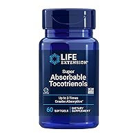 Life Extension Super Absorbable Tocotrienols – Vitamin E D-alpha tocopherol Supplement For Healthy Brain, Hair, Skin, Eye and Immune System – Gluten-Free, Non-GMO – 60 Softgels