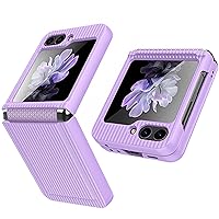Miimall Compatible for Samsung Galaxy Z Flip 5 Case [Folding Hinge Protection], Anti-Drop Shockproof Folding Military Bumper Cases for Galaxy Z Flip 5 5G with Built-in Lens Protection (Purple)