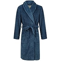 John Christian Men's Blue Herringbone Fleece Robe