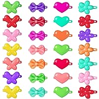 OIIKI 50 PCS Girls Plastic Hair Barrettes, Vintage 80s 90s Self Hinge Hair Clips Pins for Girls Kids Hair Accessories Decoration, Cute Cartoon Hairpins in Bow Butterfly Heart Flower -Mix Color