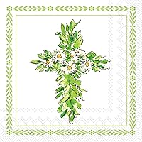 Floral Cross Party Napkins - 40 Count | 2 Packs of 20CT Cocktail Napkins