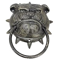 Door Knocker, Door Handle,7.2 Inch Cast Iron Antique Style Rustic Bulldog Door Knocker, Home Decor Accessories/Housewarming Gift, Antique Bronze-1pcs