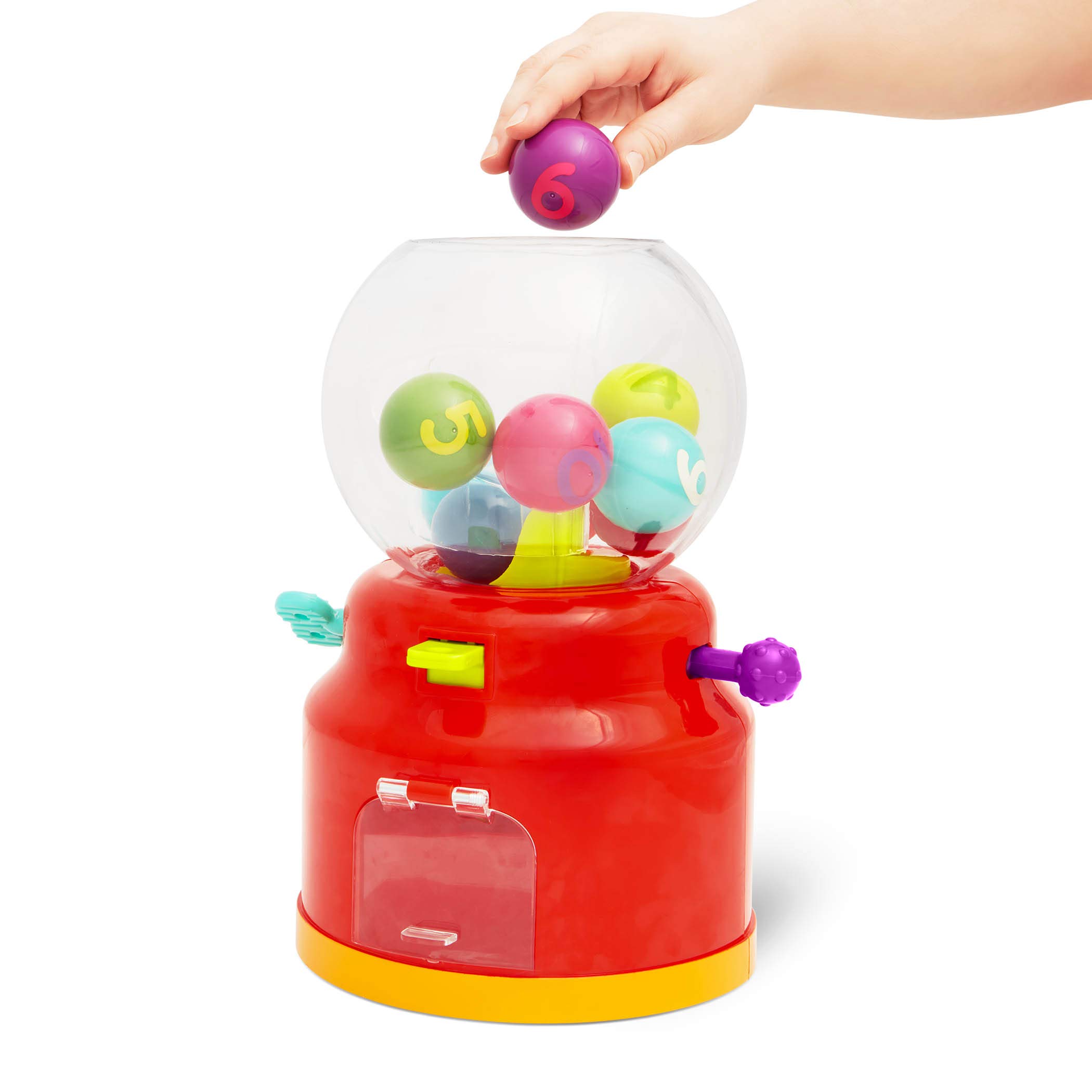Battat – Ball Dispenser for Kids – Mini Vending Machine Toy – 10 Colorful Number Balls - Numbers & Colors Gumball Machine - Toddlers - 12 Months + , Red