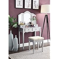 Sanlo Wooden Vanity | Make Up Table and Stool Set | Silver