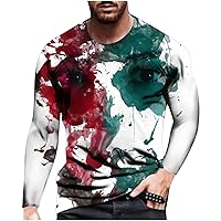 Mens Long Sleeve T-Shirt Hip Hop Graphic Printing Slim-Fit Crew Neck Casual Tops Fall Pullover Sport Tee Shirts Blouse
