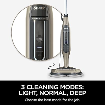 Shark S7001 Mop, Scrub & Sanitize at The Same Time, Designed for Hard Floors, with 4 Dirt Grip Soft Scrub Washable Pads, 3 Steam Modes & LED Headlights, Gold, 13.7 in L x 6.75 in W x 46.5 in H