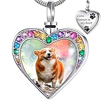 Fanery sue Personalized Ash Necklace for Dog Custom Photo&Text Pet/Dog Urn Necklace(rainbow bridge)
