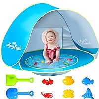 Monobeach Baby Beach Tent with Beach Sand Toys Pop Up Portable Shade Pool UPF50+ UV Protection Sun Shelter for Infant with Easy Set Up Canopy (Blue with Beach Sand Toys)