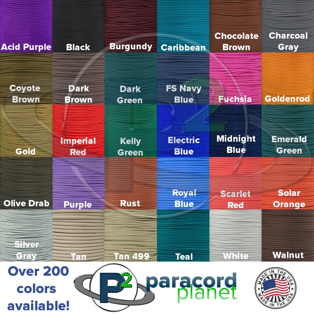 Paracord Planet - Genuine Type III 550 Paracord Nylon Colors Multiple Sizes – 550 LB Tensile Strength