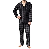 Hanes Men's Pajamas Cotton X-Temp Long Sleeve Shirt & Pants Knit Pjs Lounge Set