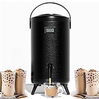 Insulated Beverage Dispenser-Thermal Hot and Cold Beverage Dispenser Tea Dispenser Stainless Steel 12L/3.2Gal Hot Drink Dispenser with Spigot for Hot Tea&Coffee,Cold Milk,Water,Juice (Black)