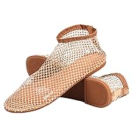 Ultra Comfortable Shiny Gem Mesh Flats, Ballet Flats for Women Sandals Women Dressy Summer Flat Shoes Slip On Sandals