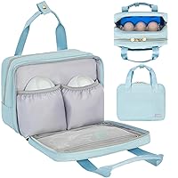 Wearable Breast Pump Bag with Cooler Compartment,Breast Milk Pump Travel Bag Compatible with Willow,Elvie,Medela Pump&Momcozy S12 Pro, Carrying Case for Pump Parts and Bottles,Blue