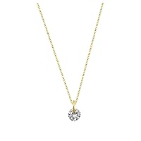 jewellerybox Gold Plated Sterling Silver & 4mm Clear CZ Necklace - 16-22 Inches
