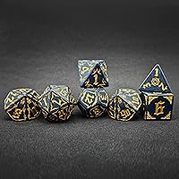 Bescon Giant Fire-Patterned DND Dice Set 1 Inch (25MM) Blue Rock, Oversized D&D Dice Set for Dungeons and Dragons Role Playing Games