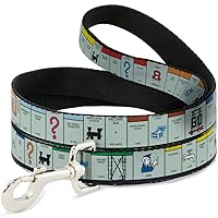 Buckle-Down Pet Leash - British Monopoly Board Game Spaces - 6 Feet Long - 1/2
