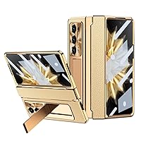 Kickstand Case for Huawei Honor Magic V2, Full Protective Rugged Shockproof Protective Case Cover for Huawei Honor Magic V2[Screen Protector][Wireless Charging] (Gold)