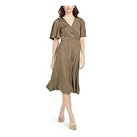 Calvin Klein Women's A-line Dress with Flutter Sleeves and Cross Front