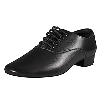 Black Ballroom Dance Shoes Leather Character Shoes for Men's Salsa Latin Tango Dancing
