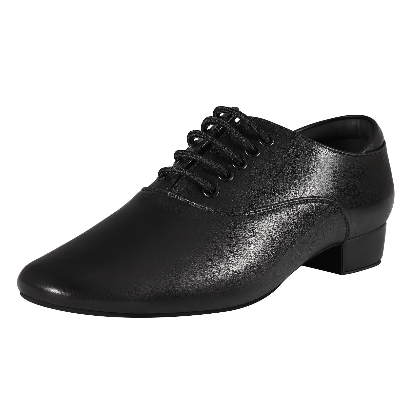 Black Ballroom Dance Shoes Leather Character Shoes for Men's Salsa Latin Tango Dancing