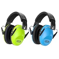 Dr.meter Ear Muffs for Noise Reduction: EM100 SNR27.4 Noise Cancelling Headphones for Kids with Adjustable Headband - 2 Packs Kids Ear Protection for Mowing, Studying and Sleeping, Green & Blue