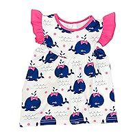 Cap Sleeve Whale with Ribbon Print Casual Dress 2t-8