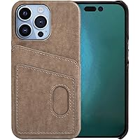 Phone Case for iPhone 14/14 Plus/14 Pro/14 Pro Max, Dual Card Anti-Fall Back Cover Mobile Phone Leather Case, Simple and Thin Case, for iPhone 14 Series (Color : Grey, Size : 14 6.1