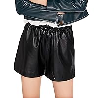 Women's High Waisted Black Leather Shorts SmartUniverseWear