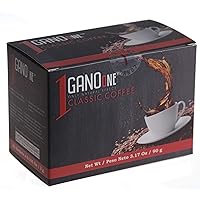 GanoOne Instant Classic Black Coffee with Ganoderma - Reishi Mushroom Extract Premium Blend 30 Single Serve Sachets, 6-pack