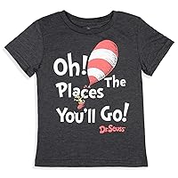 Dr. Seuss Toddler Boy's Oh The Places You'll Go Inspirational Quote Kids Classic Book T-Shirt