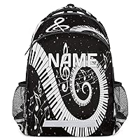 Piano Music Custom Name School Backpack for Boy Girl Teen Musical Note Personalized Student Bookbag for Primary Junior College Customized Laptop Backpack for Men Women