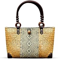 Straw Bag for Women, Summer Beach Handmade Rattan Tote Bag, Boho Retro Straw Woven Handbag, Large Beach Vacation Bag