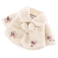 SHIBAOZI Infant Toddler Baby Girls Cute Winter Warm Thick Fur Capes Cardigan Cloak Coat with Bow Pom-Pom Balls