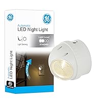GE Rotating LED Night Light, Plug-In, 360° Directional Spotlight, Dusk to Dawn Sensor, UL-Certified, Energy Efficient, Ideal for Bedroom, Bathroom, Hallway, Stairs, 1 Pack, 50310
