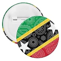 Saint Kitts And Nevis Paisley Flag Round Brooch Pins Fashion Tin Plate Badges For Shawl Coat Unisex