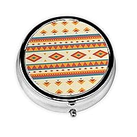 Round Pill Box Case for Purse Pocket, Native American Pill Box 3 Compartment Travel Portable Metal Medicine Tablet Multifunctional Pill Case Holder for Vitamins Fish Oil Organizer Unique Gift