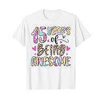 15 Years Old Birthday Party Girl Tie Dye Leopard 15th Bday T-Shirt